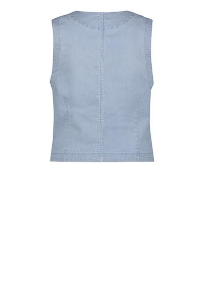 Red Button Gilet Fancy Chambray