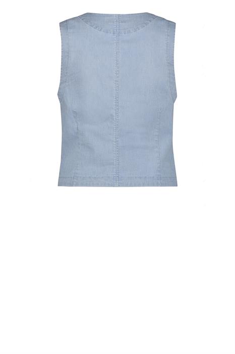 Red Button Gilet Fancy Chambray